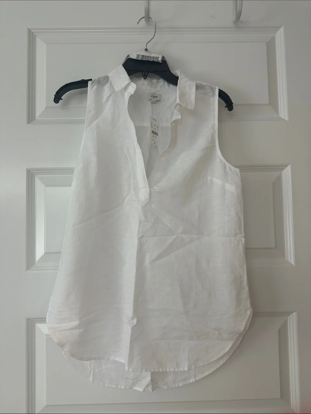 J. Crew White Sleeveless Linen Split-Neck Camisole NWT